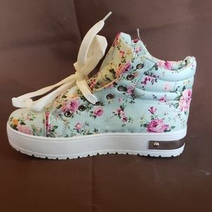 High top sneakers floral platform